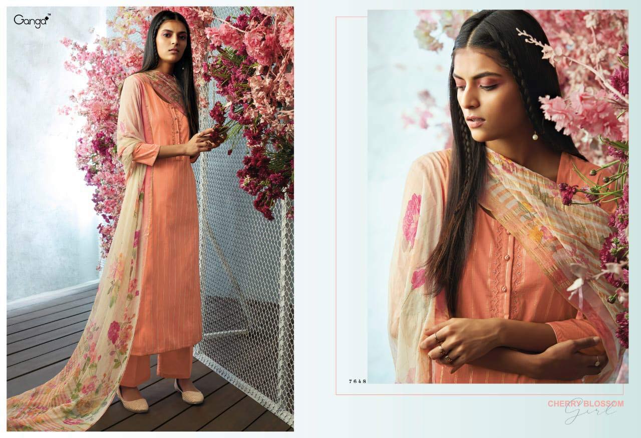 Cherry Blossom By Ganga Wholesale Cotton Suit Cherry Blossom By Ganga Wholesale Cotton Suit